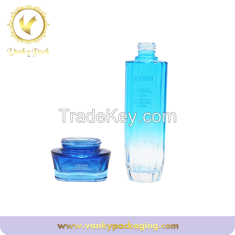 100ml Coloured Glass Bottle face Lotion Cosmetic Bottle With Lotion Pump