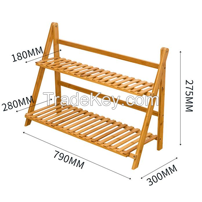 2-tiers Bamboo Foldable Flower Stands