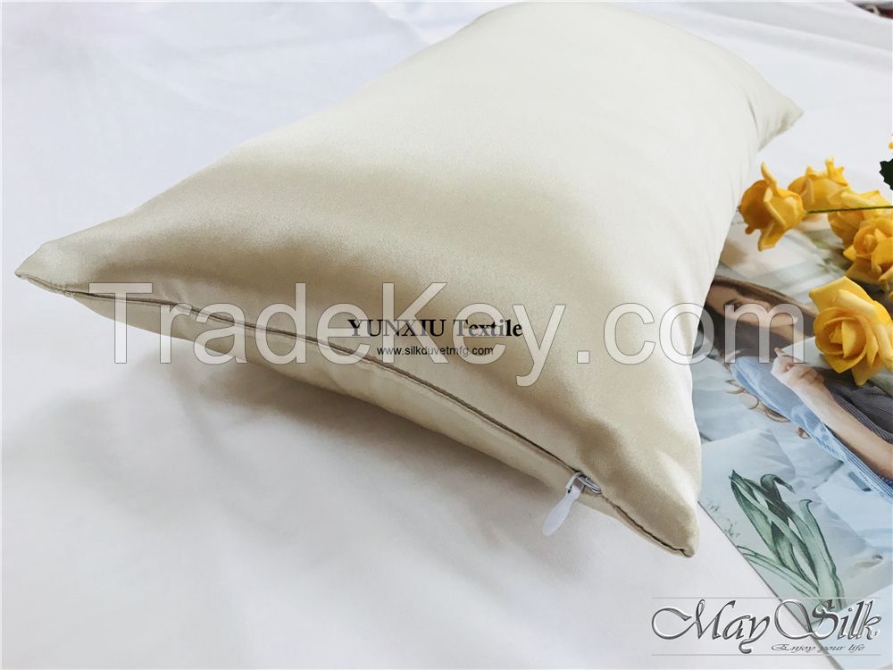 19mm mulberry silk pillowcase with zipper opening high quality low MOQ