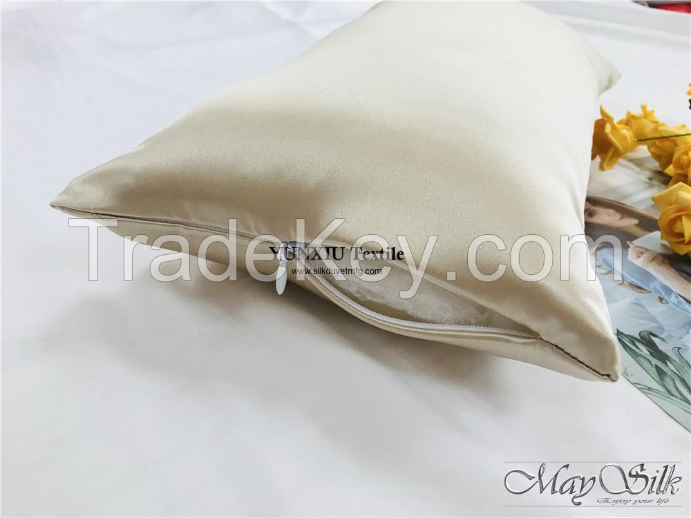 19mm mulberry silk pillowcase with zipper opening high quality low MOQ