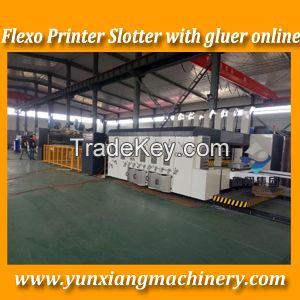 Flexo printer slotter die cutter with folder gluer machine