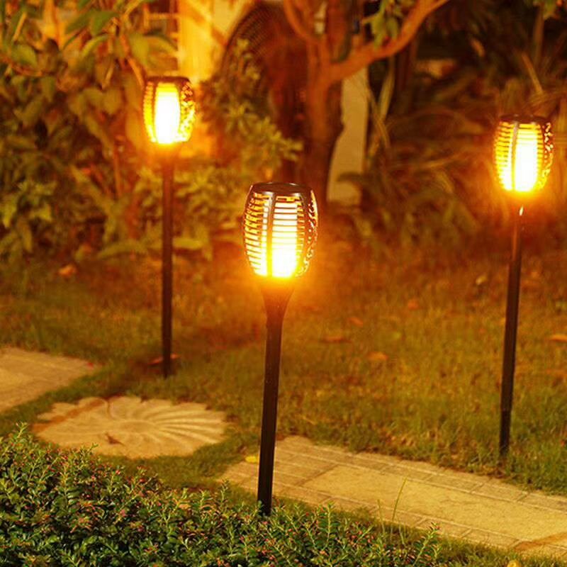 96LED Solar panel Fire Flickering Dancing Flame bright Torch Light for garden pathway