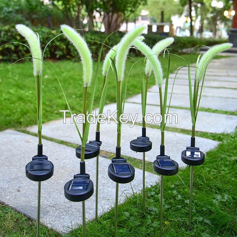 2024 Green Energy Lighting House Outdoor Decorations Steel Garden Led Reeds Light For Courtyard Soler Power Rechargeable Light