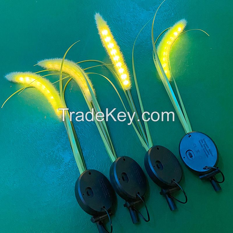 2024 Green Energy Lighting House Outdoor Decorations Steel Garden Led Reeds Light For Courtyard Soler Power Rechargeable Light