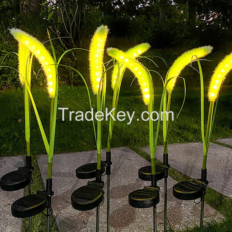 2024 Green Energy Lighting House Outdoor Decorations Steel Garden Led Reeds Light For Courtyard Soler Power Rechargeable Light