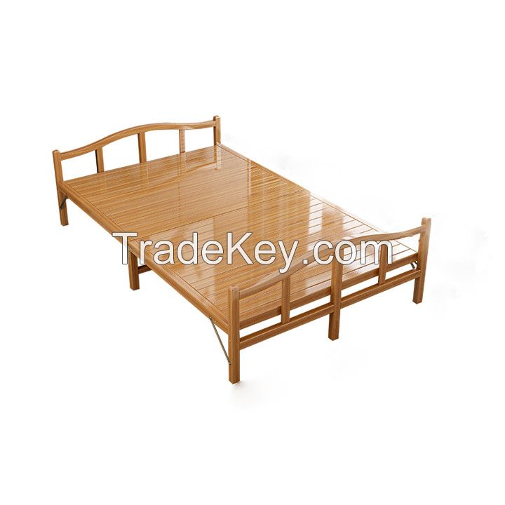 Contemporary, minimalist, high-quality hotel bedroom furniture set featuring a king-size bamboo bunk bed and a single adult bed set