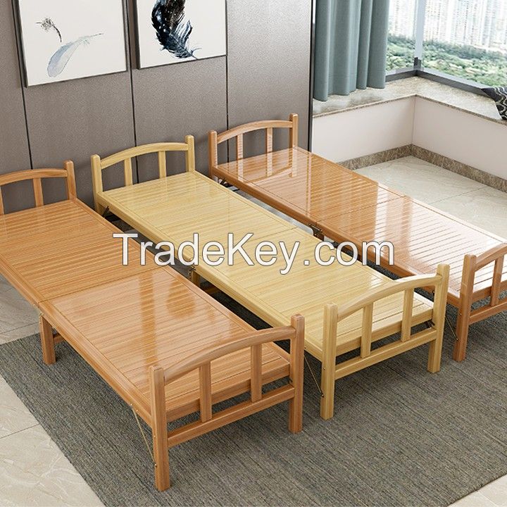 Countryside Wooden Beds Bedroom Furniture Set Solid Bamboo Wood Bed Frame