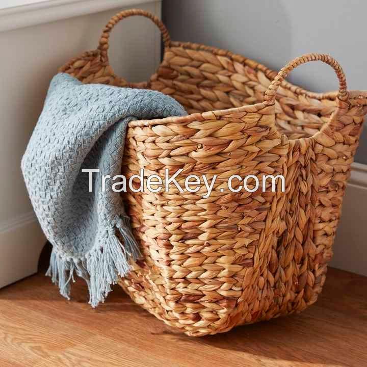 DECORATIVE RATTAN AND WATER HYACINTH BASKET / A TOUCH OF NATURE / MADE IN VIETNAM