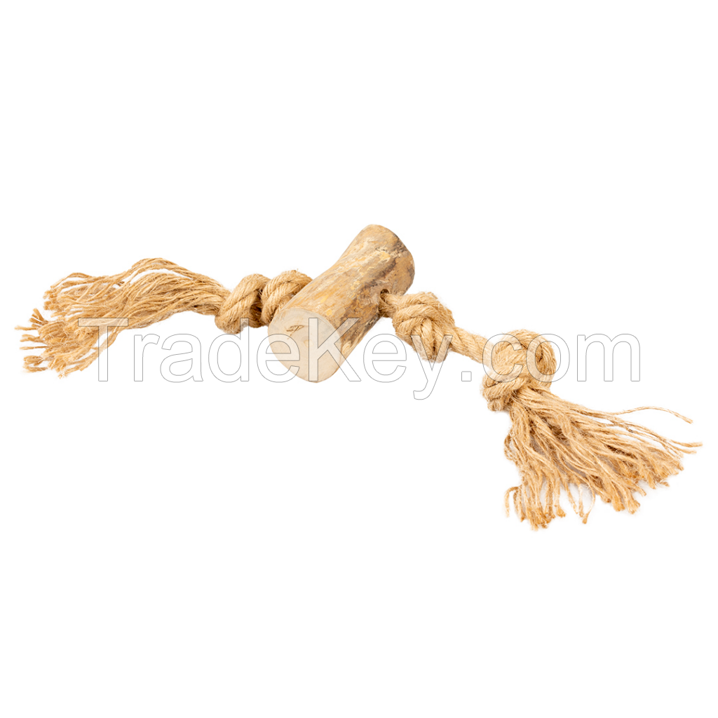 COFFEE WOOD CHEW TUG / NATURAL TOY FOR STRONG CHEWERS / MADE IN VIETNAM
