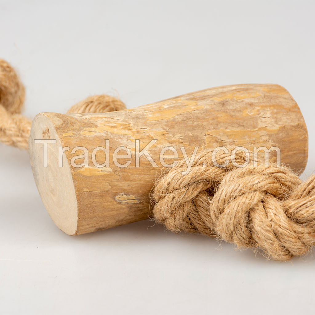 COFFEE WOOD CHEW TUG / NATURAL TOY FOR STRONG CHEWERS / MADE IN VIETNAM