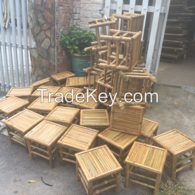 RUSTIC BAMBOO STOOL / PERFECT FOR HOME OR GARDEN / MADE IN VIETNAM