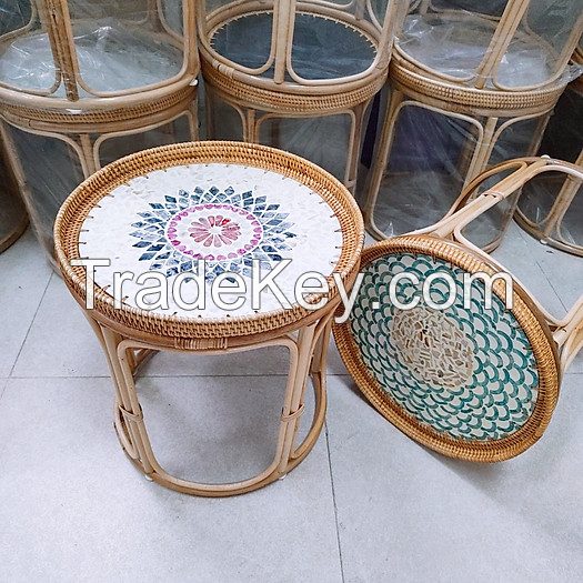 SIRENA HANDWOVEN RATTAN TABLE / PERFECT FOR INDOOR & OUTDOOR USE / MADE IN VIETNAM