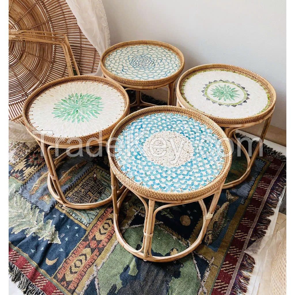 SIRENA HANDWOVEN RATTAN TABLE / PERFECT FOR INDOOR & OUTDOOR USE / MADE IN VIETNAM