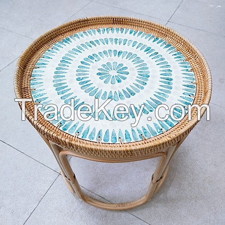 SIRENA HANDWOVEN RATTAN TABLE / PERFECT FOR INDOOR & OUTDOOR USE / MADE IN VIETNAM