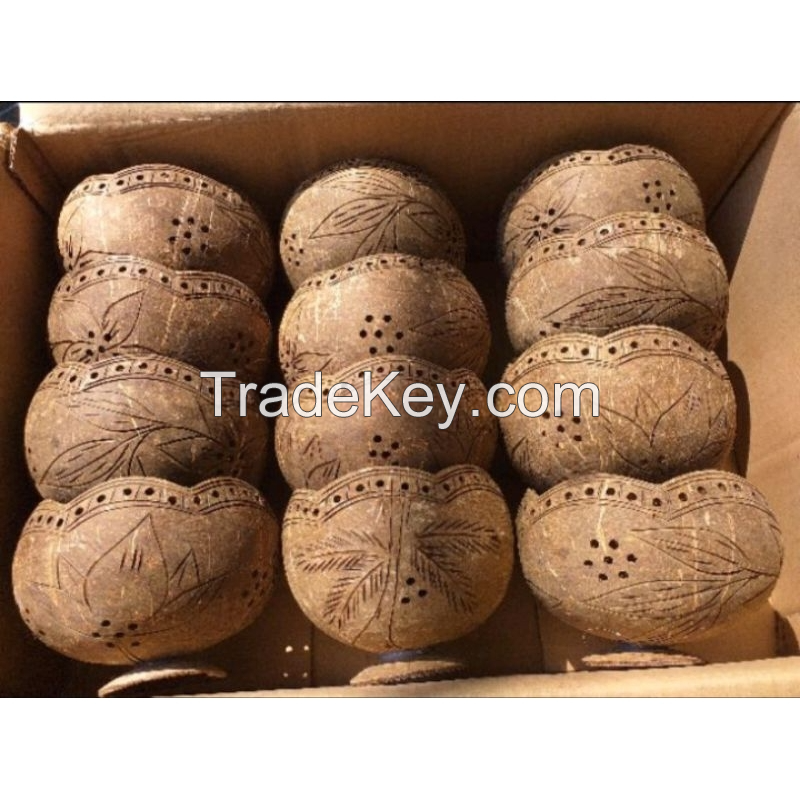 COCONUT SHELL GROW POTS / SUSTAINABLE FOR SEEDLINGS / MADE IN VIETNAM