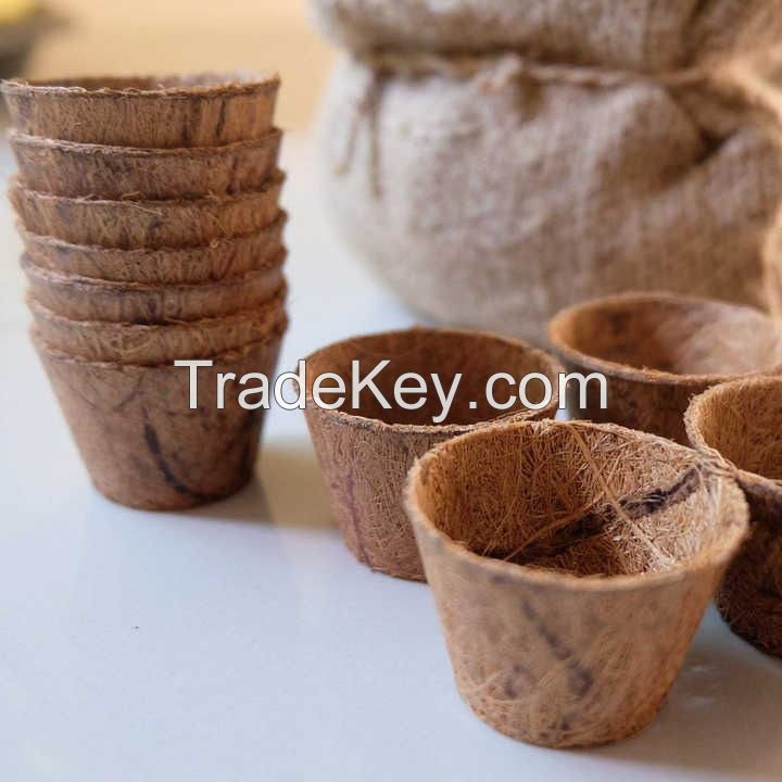NATURAL COCONUT FIBER POTS / ECO-FRIENDLY FLOWER PLANTERS FOR YOUR GARDEN