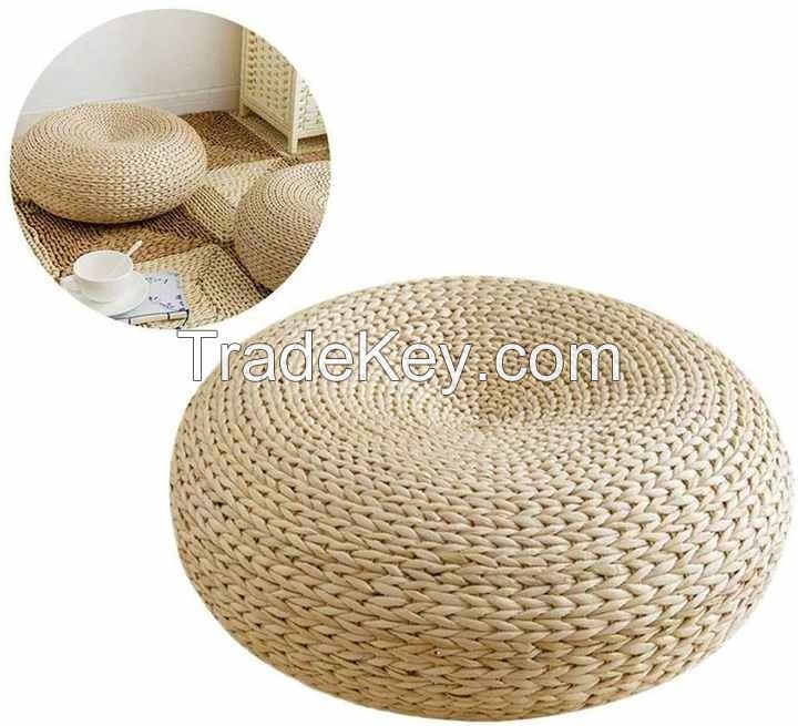 WATER HYACINTH OTTOMAN CUSHION, SUSTAINABLE MATERIALS, HANDWOVEN DESIGN, IDEAL FOR INDOOR AND OUTDOOR SPACES, VERSATILE AND DURABLE