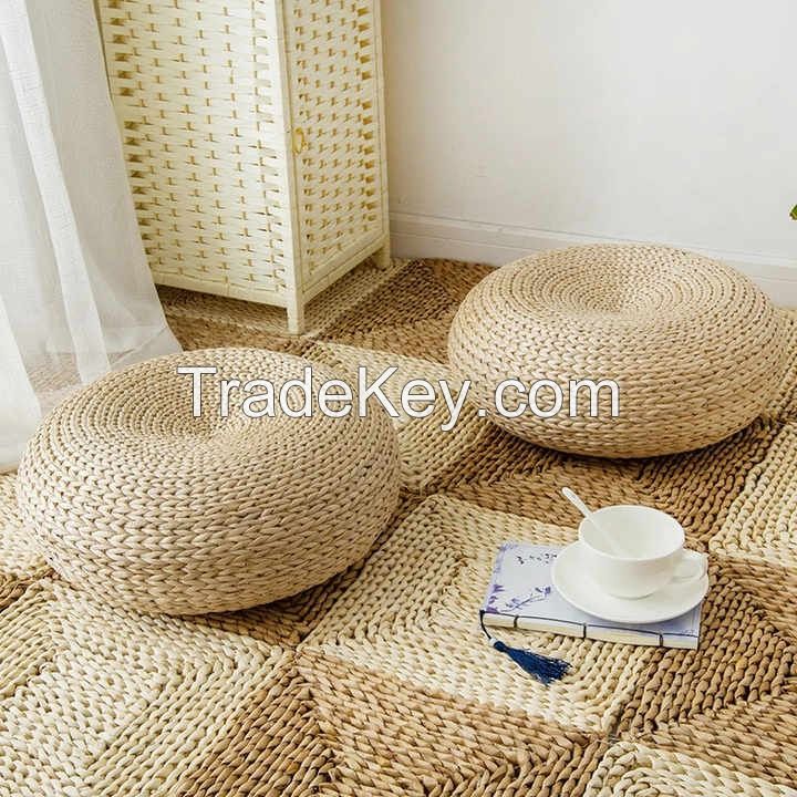 WATER HYACINTH OTTOMAN CUSHION, HANDCRAFTED, ECO-FRIENDLY, AND COMFORTABLE SEATING SOLUTION