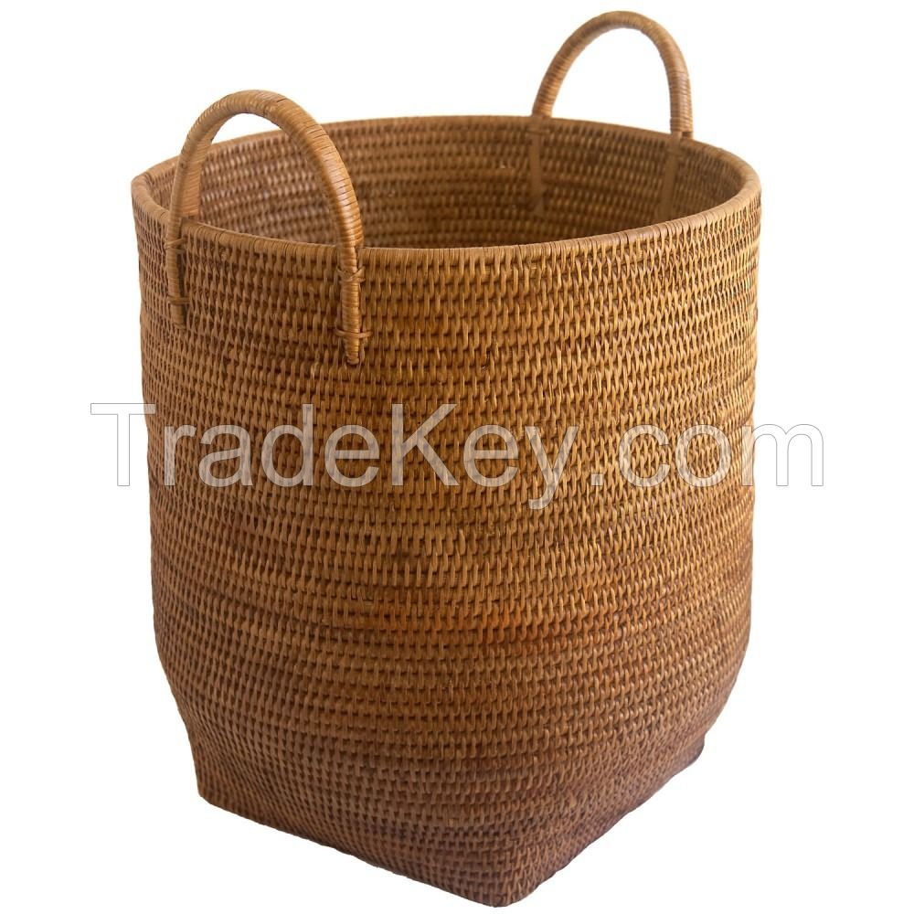 NATURAL RATTAN STORAGE BASKET / MULTIPURPOSE ORGANIZER / HOME DECOR / CARRYING BASKET FOR LIVING ROOM, BEDROOM