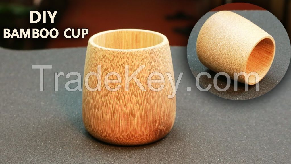 HANDMADE BAMBOO CUP WITH NATURAL FINISH FOR SMOOTHIES COFFEE SHOPS EVENTS AND GREEN LIFESTYLE BRANDS