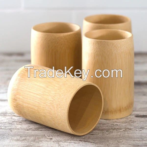 HANDMADE BAMBOO CUP WITH NATURAL FINISH FOR SMOOTHIES COFFEE SHOPS EVENTS AND GREEN LIFESTYLE BRANDS