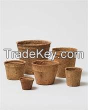 NATURAL COCONUT FIBER GARDEN POT FOR ORGANIC HERBAL GROWTH AND EARTH FRIENDLY NURSERY PROPAGATION SYSTEMS