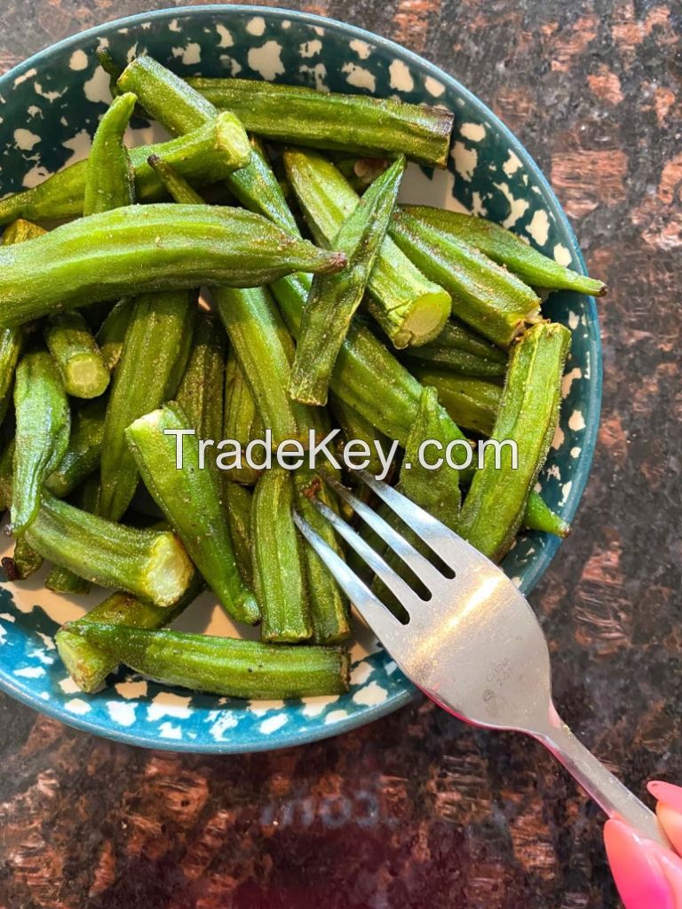 NATURAL VACUUM DRIED OKRA / LOW TEMPERATURE PROCESS / CRISPY TEXTURE / CLEAN LABEL PRODUCT