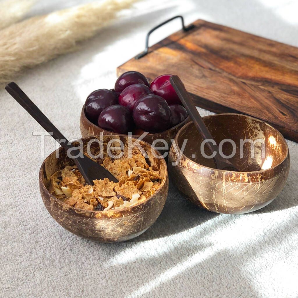 PREMIUM NATURAL COCONUT SHELL BOWL / BIODEGRADABLE TABLEWARE / ZERO WASTE HOME ESSENTIALS