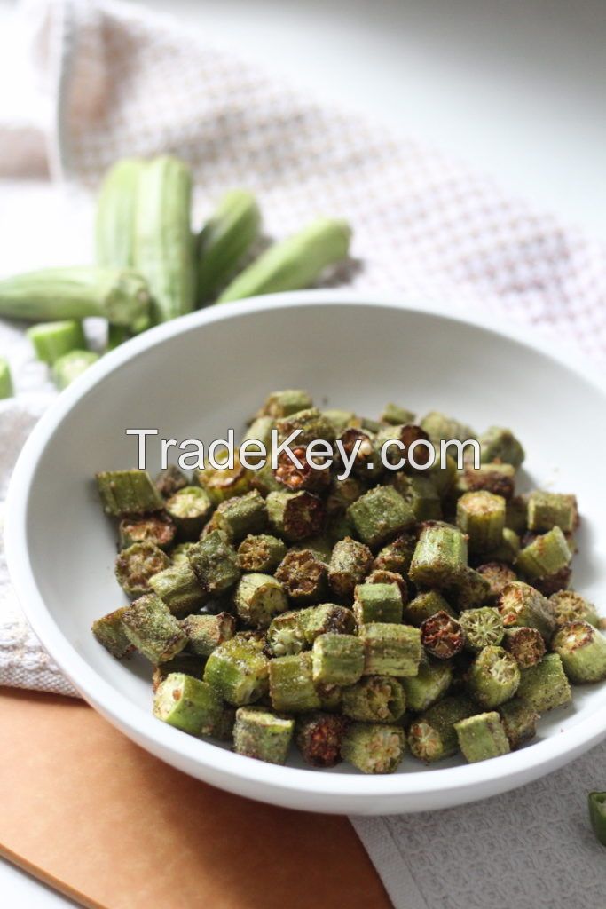 VACUUM DRIED OKRA SLICES / NON GMO / HIGH FIBER / READY TO SHIP FOR INTERNATIONAL BUYERS