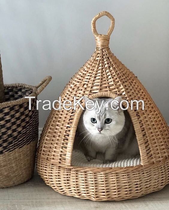 VIETNAM RATTAN PET HOUSE / WOVEN ANIMAL BED FOR DOGS AND CATS / CUSTOM SIZE AVAILABLE FOR EXPORT