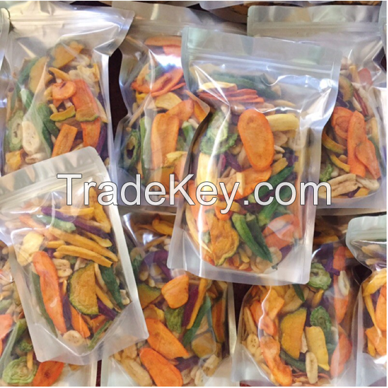 HIGH QUALITY MIXED DRIED FRUITS AND VEGETABLES / VACUUM FRIED OR AIR DRIED / OEM BULK PACKAGING