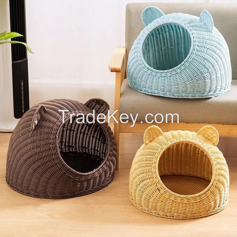 NATURAL HANDMADE RATTAN PET HOUSE / ECO-FRIENDLY ANIMAL BED / LUXURY DESIGN FOR DOGS AND CATS
