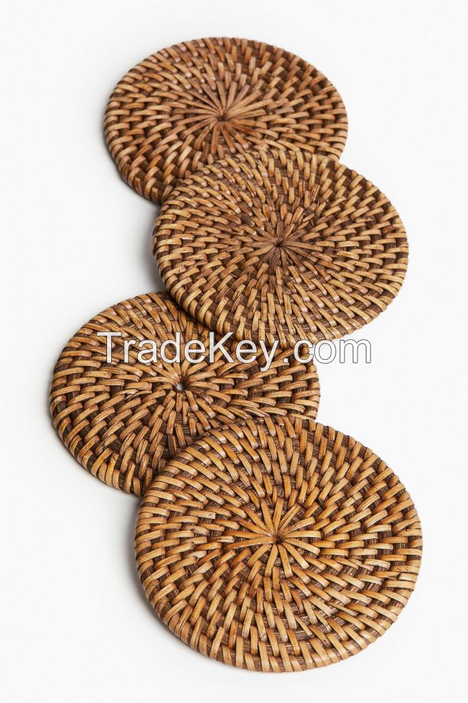 NATURAL RATTAN COCONUT FIBER COASTERS PREMIUM QUALITY