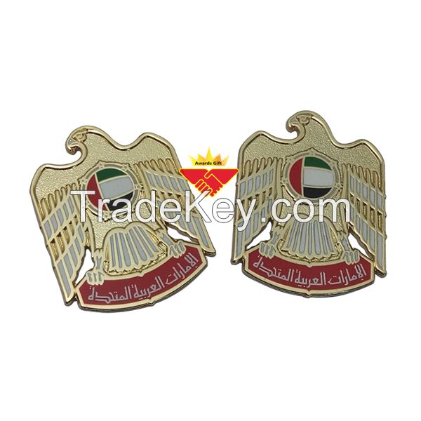 Gold magnetic falcon badge