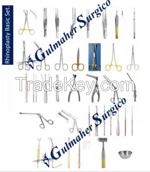 Rhinoplasty nose surgery instruments set.