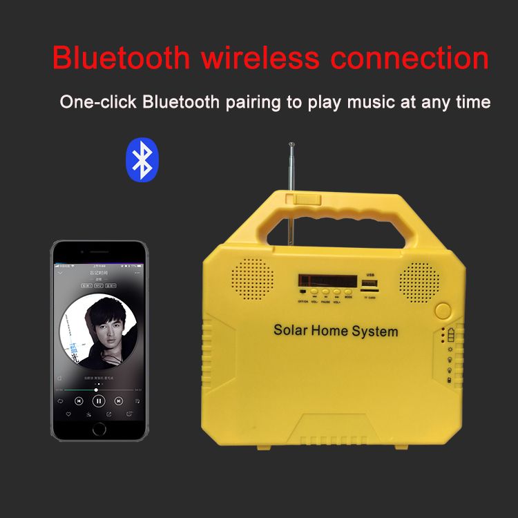 Good quality solar energy lighting kit with music radio bluetooth