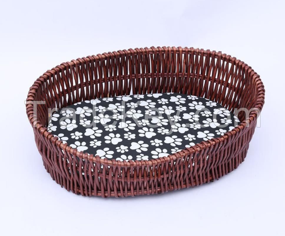 Giliglue Wicker Dog Basket for Pet Sleeping XL