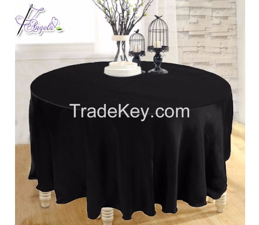 cheap basic polyester round white tablecloth iron-free seamless for wedding events