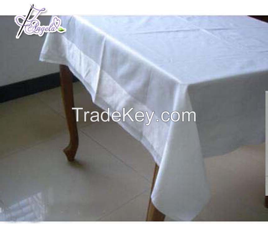 white satin band cotton tablecloths for rectangle table decorations in banquets, events, weddings