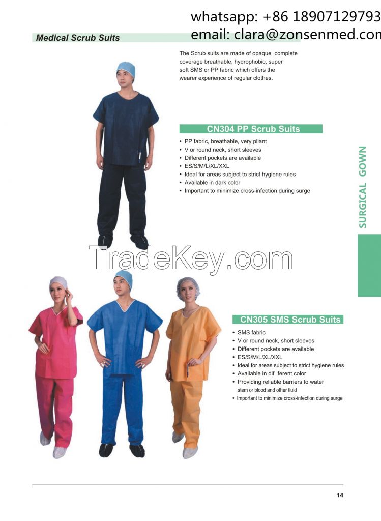 Disposable Apparel Hospital Non-Woven SMS Spun Bond Scrub Suits