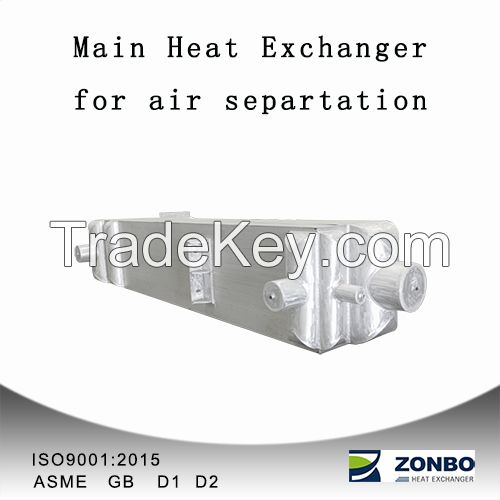 Cryogenic main heat exchanger for air separation