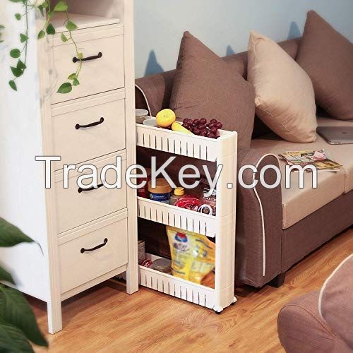 3 Layer Space Saving Multi Purpose Storage Organizer Rack Shelf with Wheels for Kitchen Bathroom Bedroom