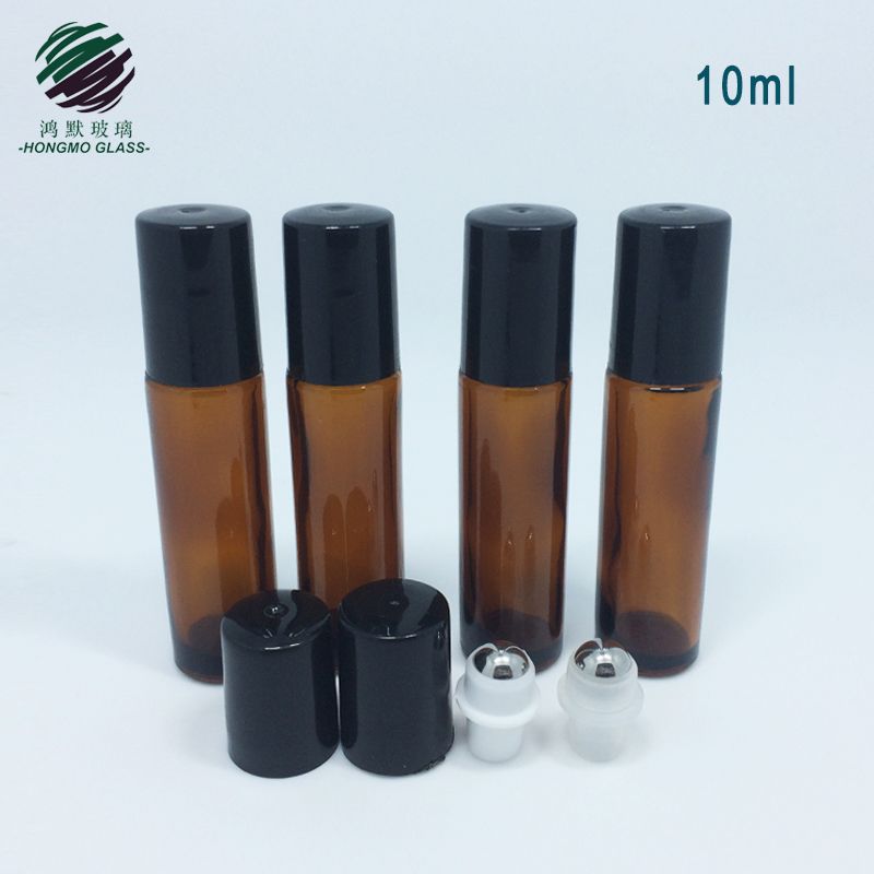 10 ml amber deodorant perfume glass roll on bottles with stainless steel roller balls