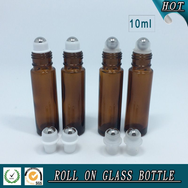 10 ml amber deodorant perfume glass roll on bottles with stainless steel roller balls