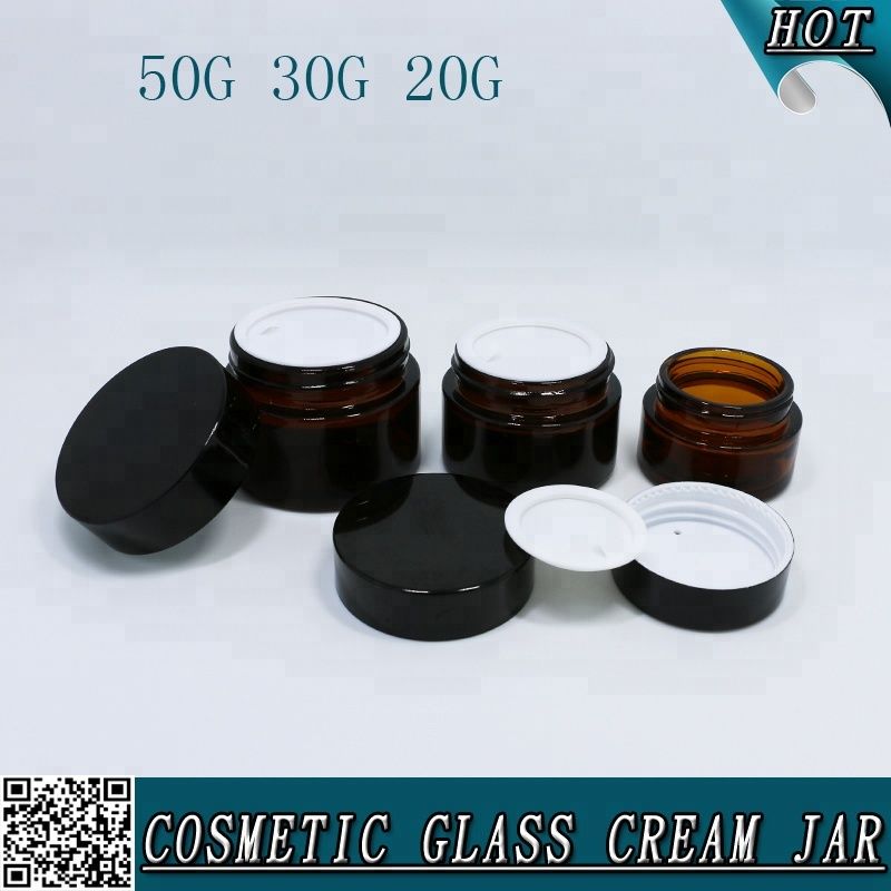 15ml 30g 60ml 100ml 100g amber glass cream jar with lids