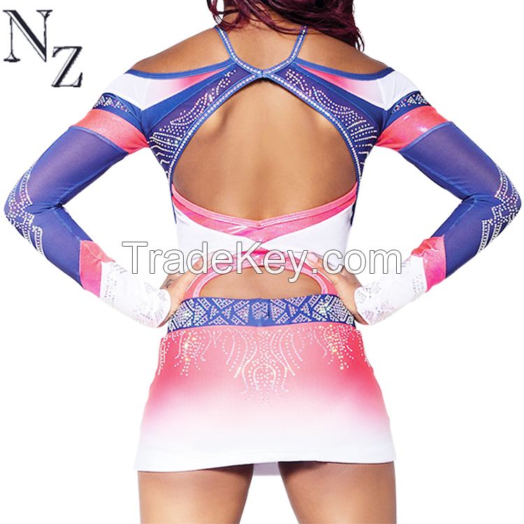 Rhinestones sublimation hot selling wholesale adult cheerleading uniforms costumes