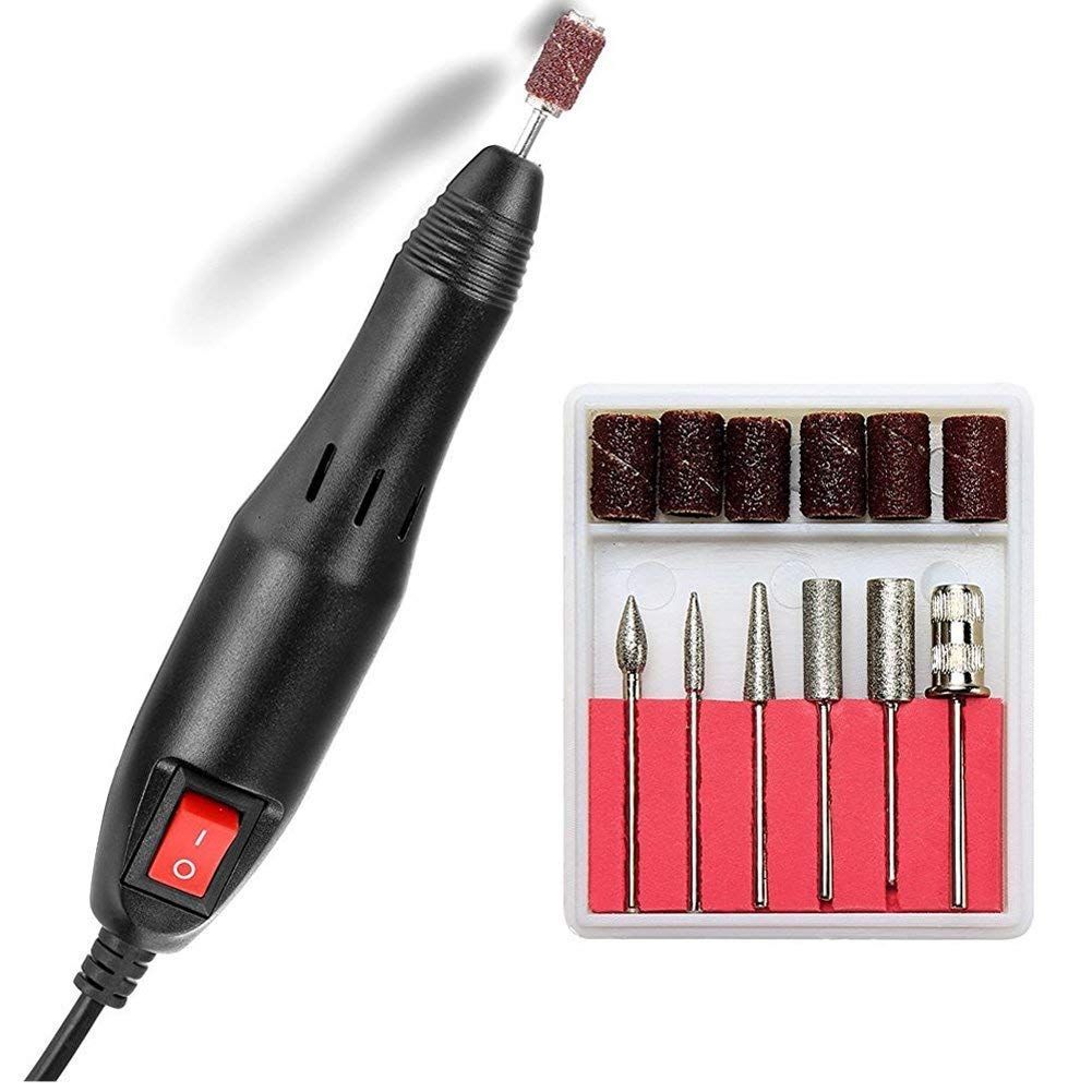 Finger Toe Nail Care Electric Nail Drill Machine Manicure Pedicure Kit Nail Art File Drill with 100pcs of Sanding Bands 30pcs Drill Bits TE136