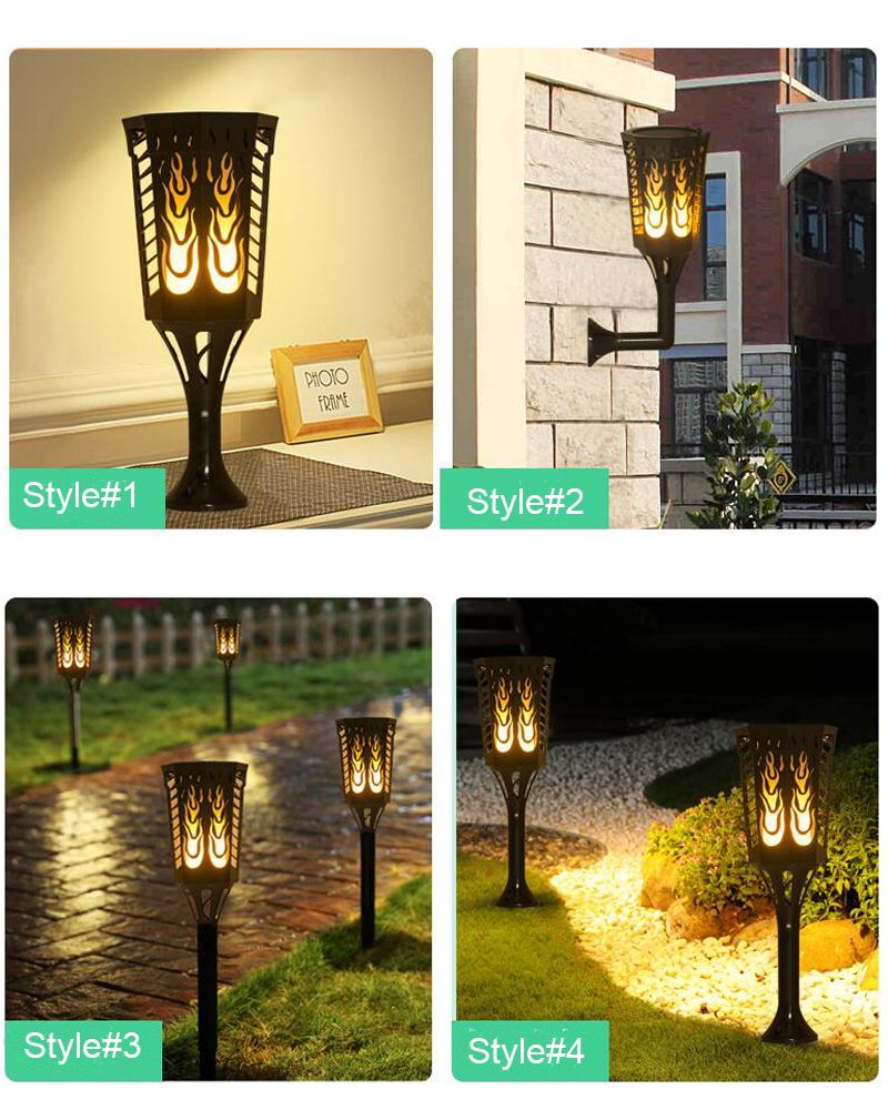 Solar Light with Flickering Flame, Waterproof Outdoor 96 LED Tiki Torches Landscape Decoration Lighting Dusk to Dawn Auto On/Off Solar Pathway Light for Garden Patio Deck Yard Driveway SL129