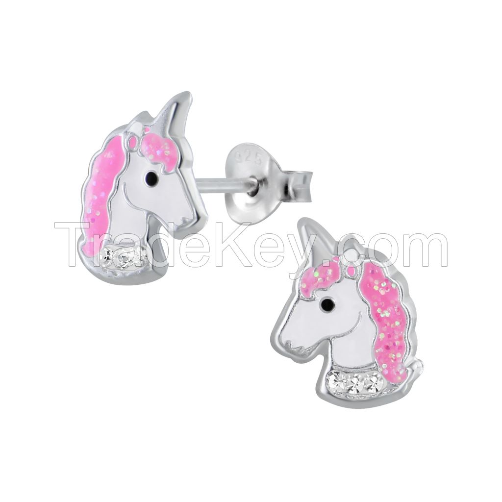 Silver Dinosaur Stud Earrings