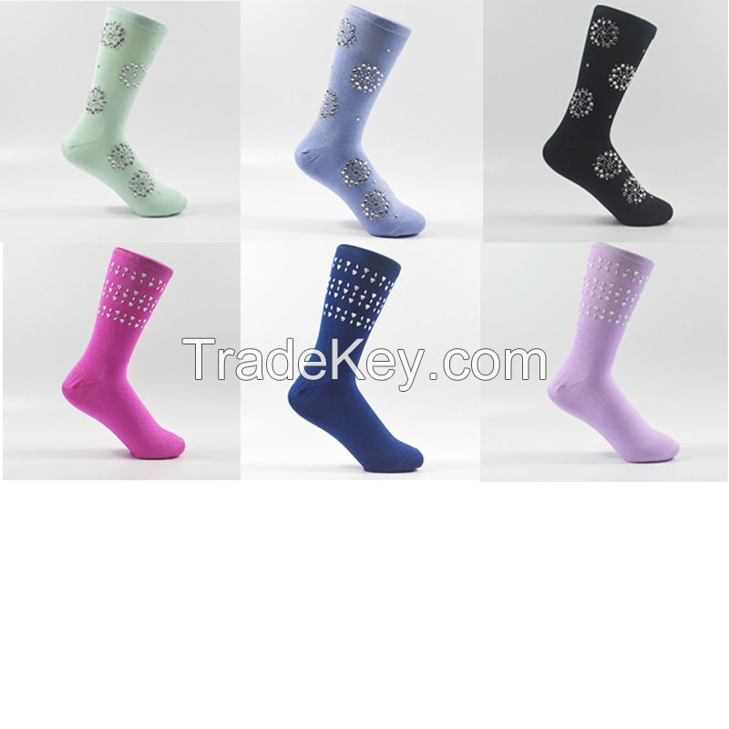 Crew socks with stone, Nylon socks, fashion sock, fashion apparel, women's socks